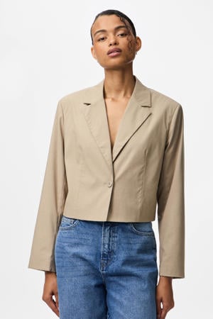 cropped blazer grijsbruin
