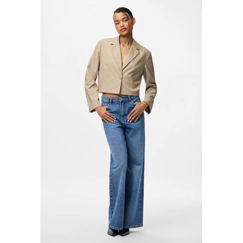 PIECES cropped blazer grijsbruin afbeelding