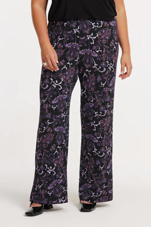 denim denim wide leg high waist broek paars