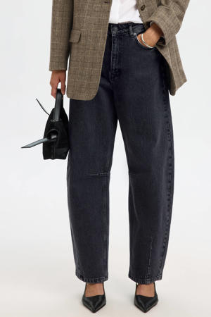 high waist loose fit jeans black denim