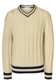 thumbnail: Selected trui met wol rib gebreid beige
