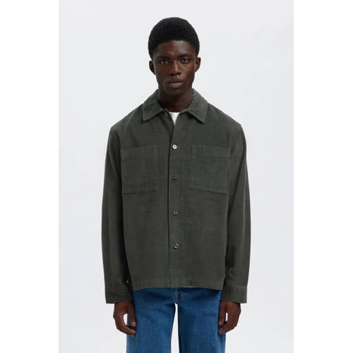 SELECTED HOMME regular casual overhemd donkergroen afbeelding