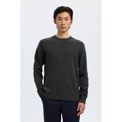 SELECTED HOMME gebreide trui met wol antraciet afbeelding