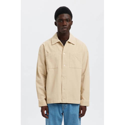 SELECTED HOMME regular casual overhemd beige afbeelding