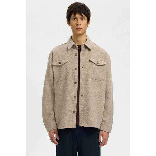 SELECTED HOMME overshirt beige afbeelding