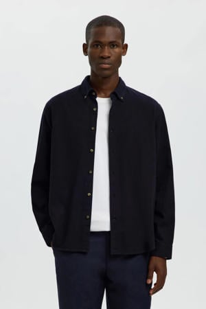regular casual overhemd donkerblauw