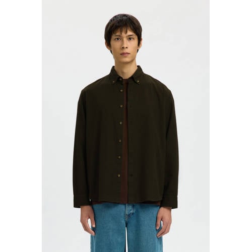 SELECTED HOMME regular casual overhemd donkergroen afbeelding