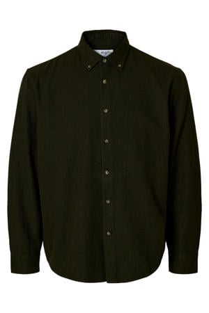 regular casual overhemd donkergroen