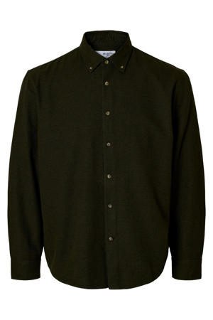 regular casual overhemd donkergroen