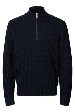 trui met ingebreid patroon donkerblauw