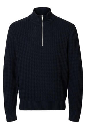 trui met ingebreid patroon donkerblauw