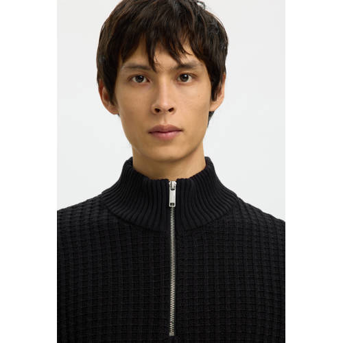 SELECTED HOMME trui met ingebreid patroon zwart afbeelding