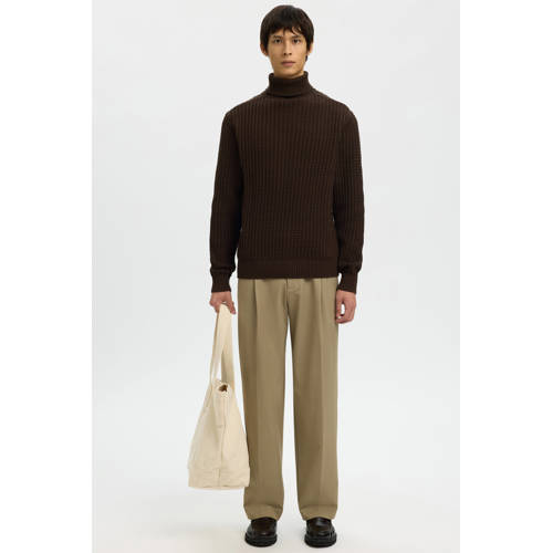 SELECTED HOMME coltrui met ingebreid patroon donkerbruin afbeelding