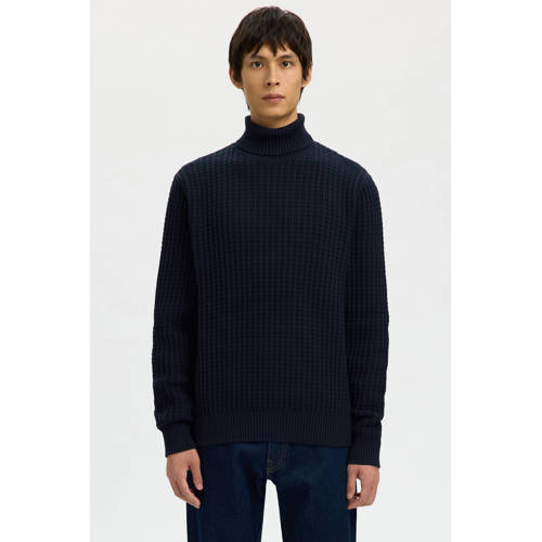 SELECTED HOMME coltrui met ingebreid patroon donkerblauw afbeelding