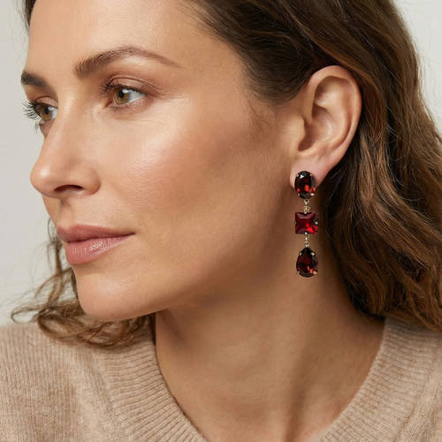 Otazu gold plated oorbellen met Swarovski kristallen Siam afbeelding