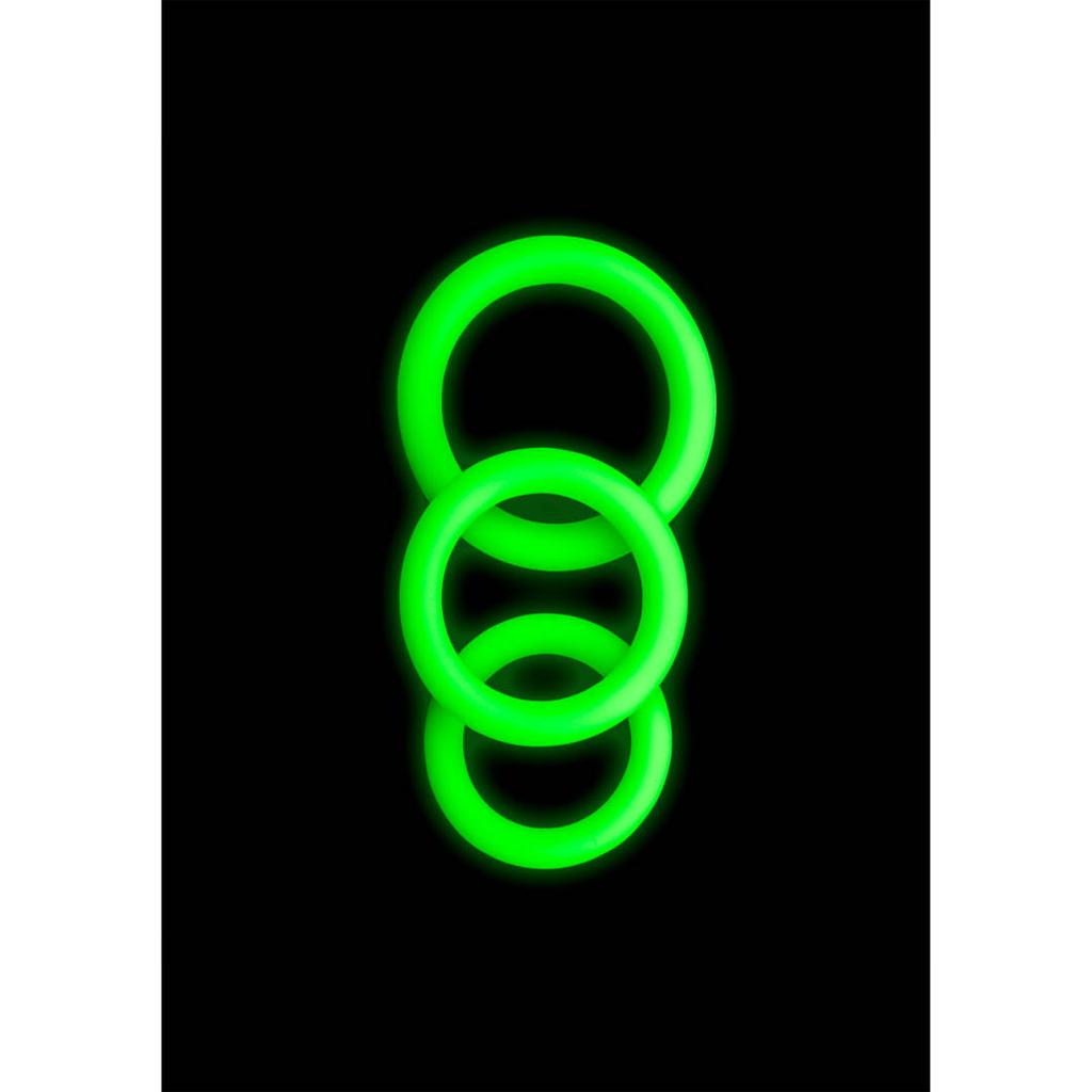 Ouch! Siliconen cockring set - Glow in the dark - 3 stuks