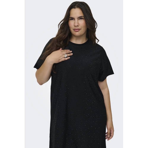ONLY CARMAKOMA mini jurk met glitter zwart afbeelding