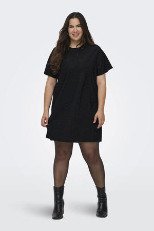 mini jurk met glitter zwart