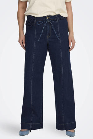 wide leg jeans dark blue denim