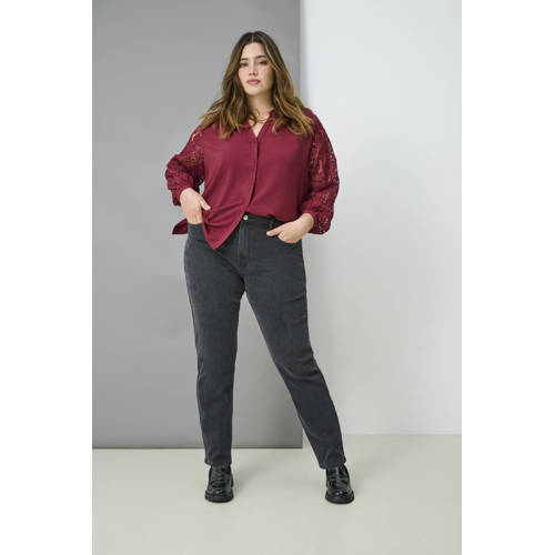 ONLY CARMAKOMA blouse donkerrood afbeelding