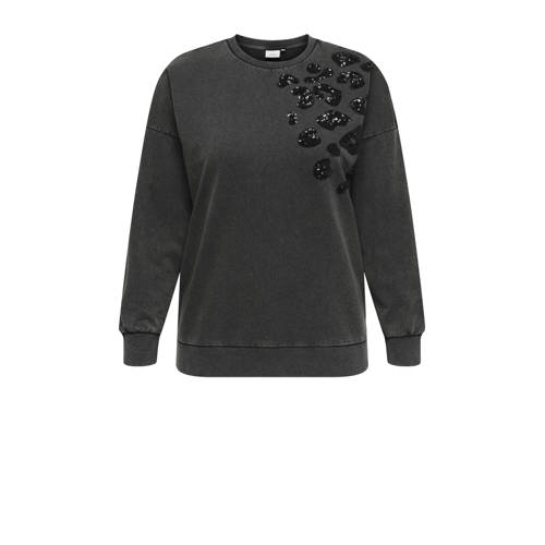 ONLY CARMAKOMA sweater grijs met pailletten afbeelding