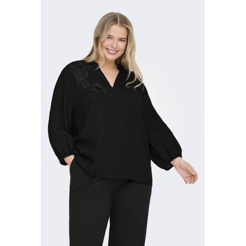 ONLY CARMAKOMA blousetop zwart met pailletten afbeelding