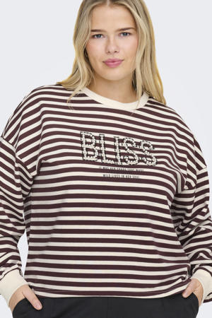gestreepte sweater ecru met parels