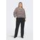 ONLY CARMAKOMA gestreepte sweater ecru met parels