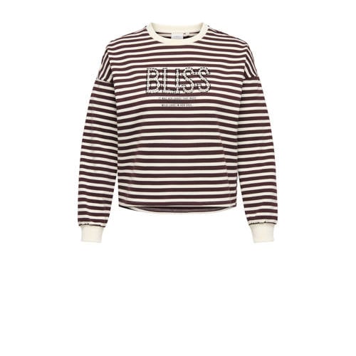 ONLY CARMAKOMA gestreepte sweater ecru met parels afbeelding