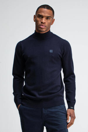 trui met wol fijn gebreid donkerblauw