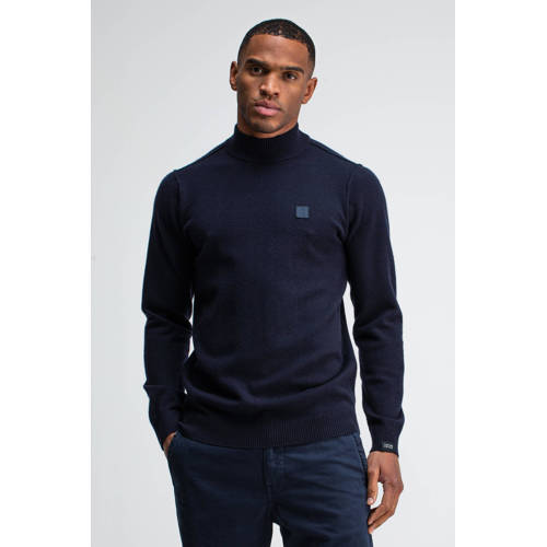 Butcher of Blue trui met wol fijn gebreid donkerblauw afbeelding
