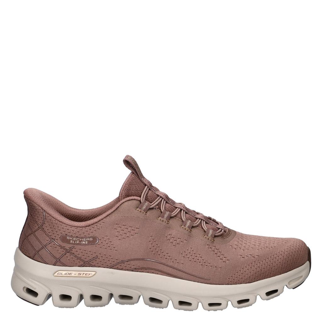 Bruine dames Skechers Hands Free Slip-Ins Glide Step-Pro Elevate sneakers van textiel met veters