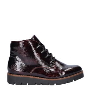 gevoerde lakleren veterboots donkerrood
