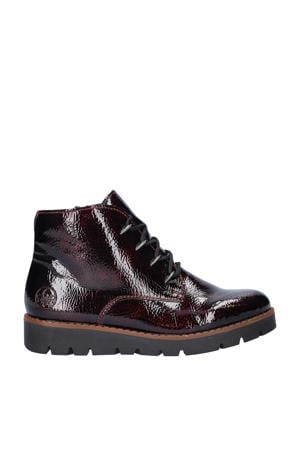 gevoerde lakleren veterboots donkerrood