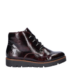 gevoerde lakleren veterboots donkerrood