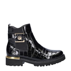 lakleren enkelboots zwart