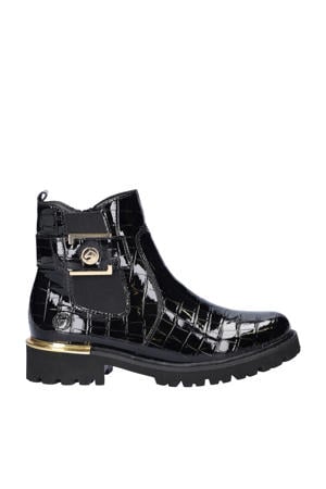 lakleren enkelboots zwart