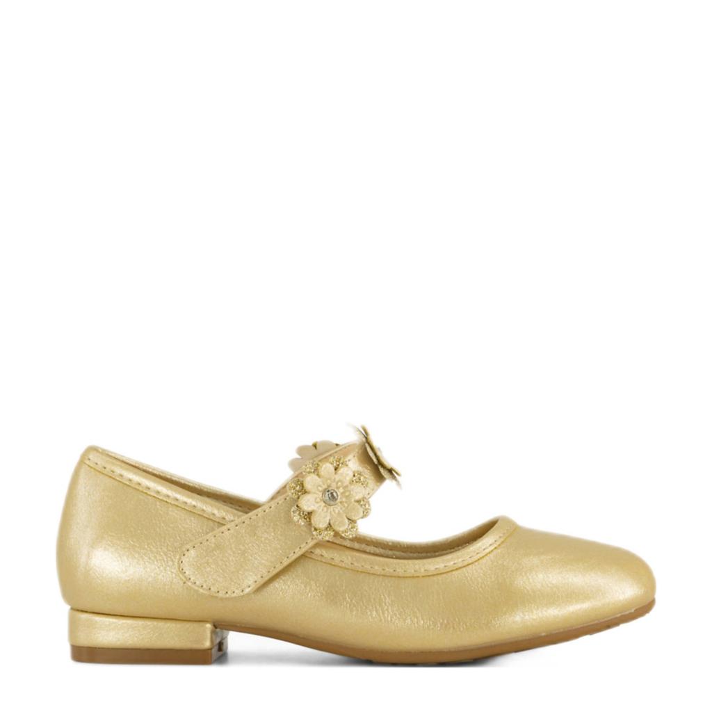 Gouden meisjes Graceland ballerina's van imitatieleer met klittenband