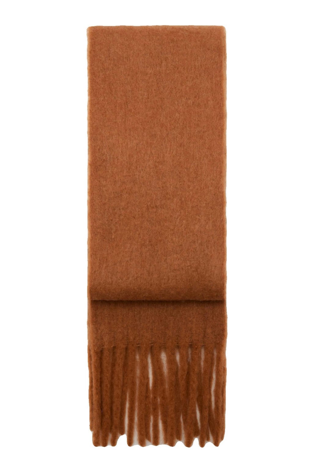 Mango sjaal met franjes camel