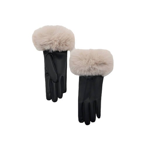 Mango handschoenen zwart/beige afbeelding