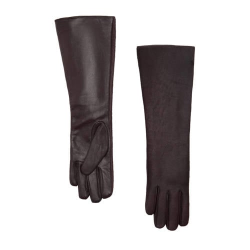 Mango leren handschoenen donkerbruin afbeelding