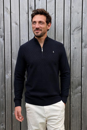 trui gebreid donkerblauw
