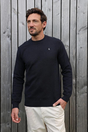 trui gebreid donkerblauw
