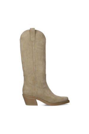 suède cowboylaarzen beige