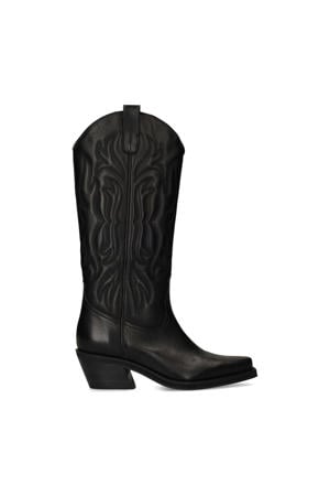leren cowboylaarzen zwart