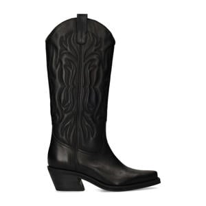 leren cowboylaarzen zwart