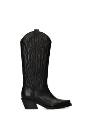 leren cowboylaarzen zwart