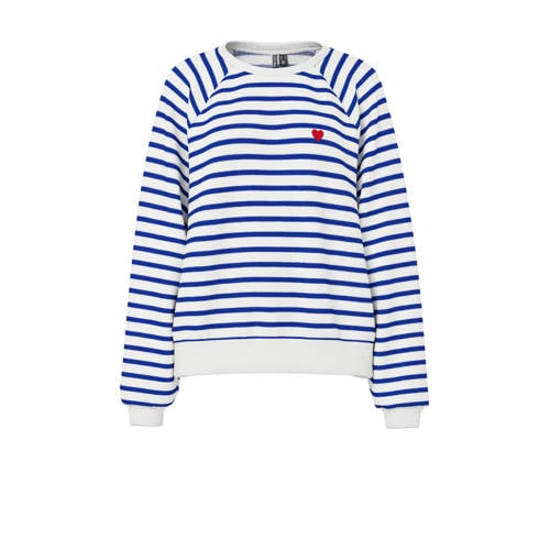 PIECES sweater PCGRETA wit/blauw afbeelding