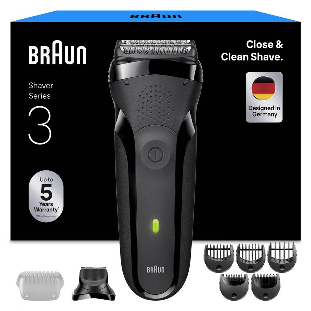Braun Series 3 elektrisch scheerapparaat - met baardtrimmer opzetstuk - 300BT - grijs