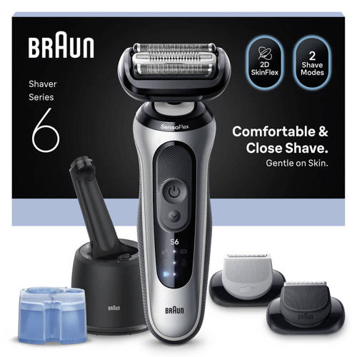 Wehkamp Braun Series 6 elektrisch scheerapparaat - inclusief SmartCare Center - met diverse accessoires - 62-S7650CC - zilver aanbieding